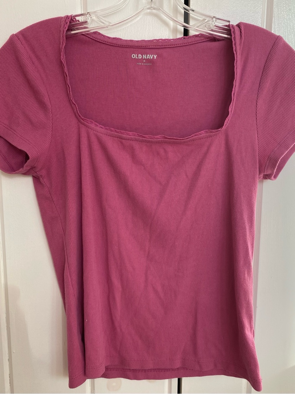 Old Navy Women’s Square Neck Short Sleeve Top - Raspberry Pink